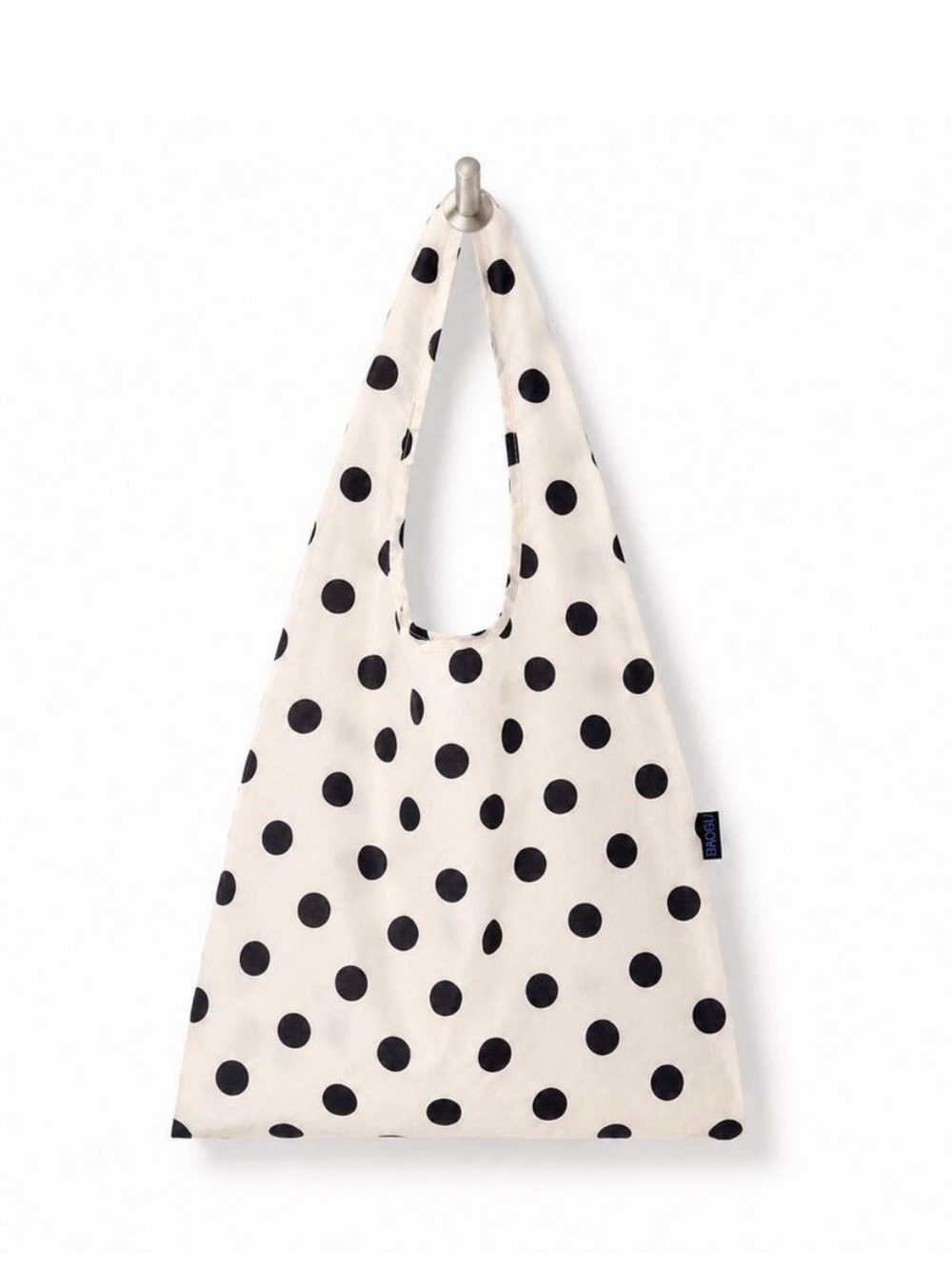 Baggu standard cream and black polka dot reusable bag